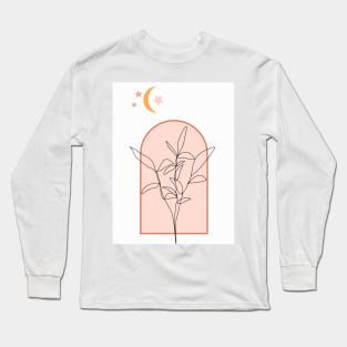 Tree By The Window One Line Art Long Sleeve T-Shirt